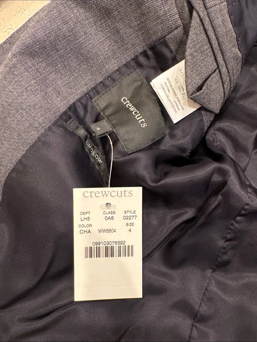NWT Crewcuts Gray Boys' Two-Piece Suit with Notch Lapel